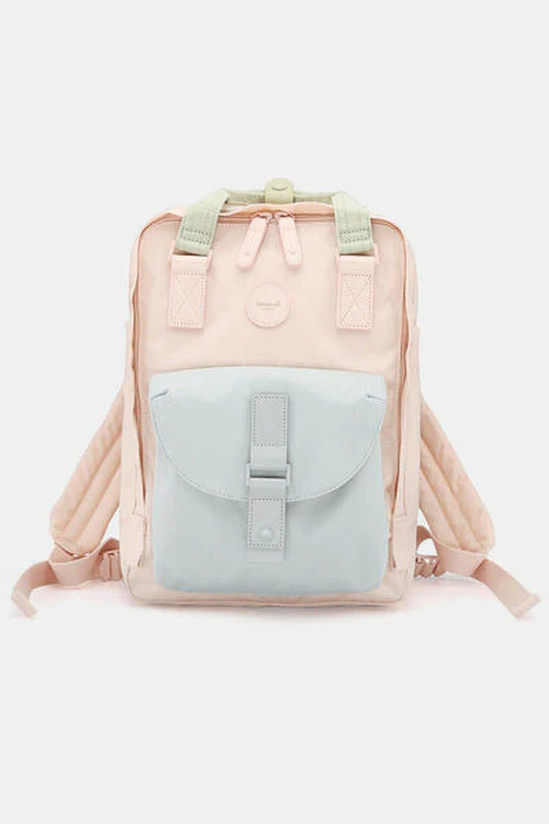 Himawari Contrast Waterproof Canvas Backpack Bag with round Label