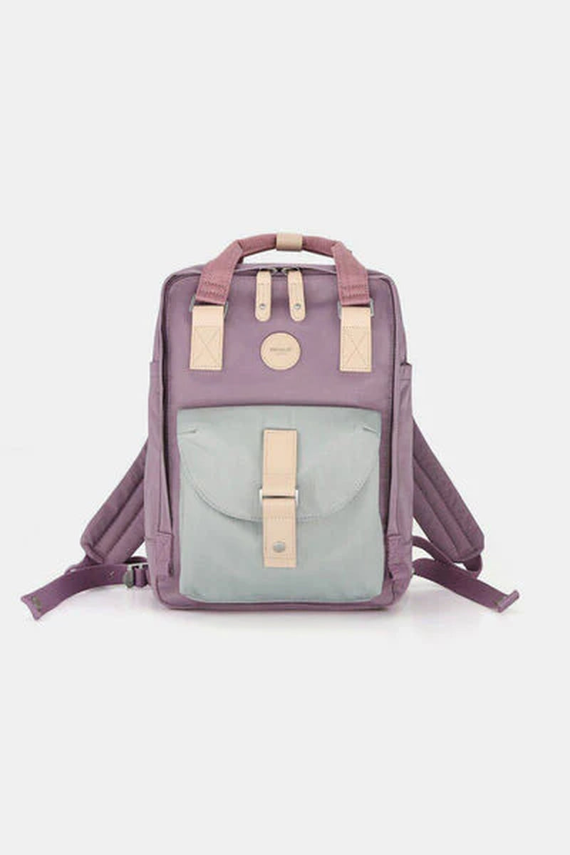 Himawari Contrast Waterproof Canvas Backpack Bag with round Label