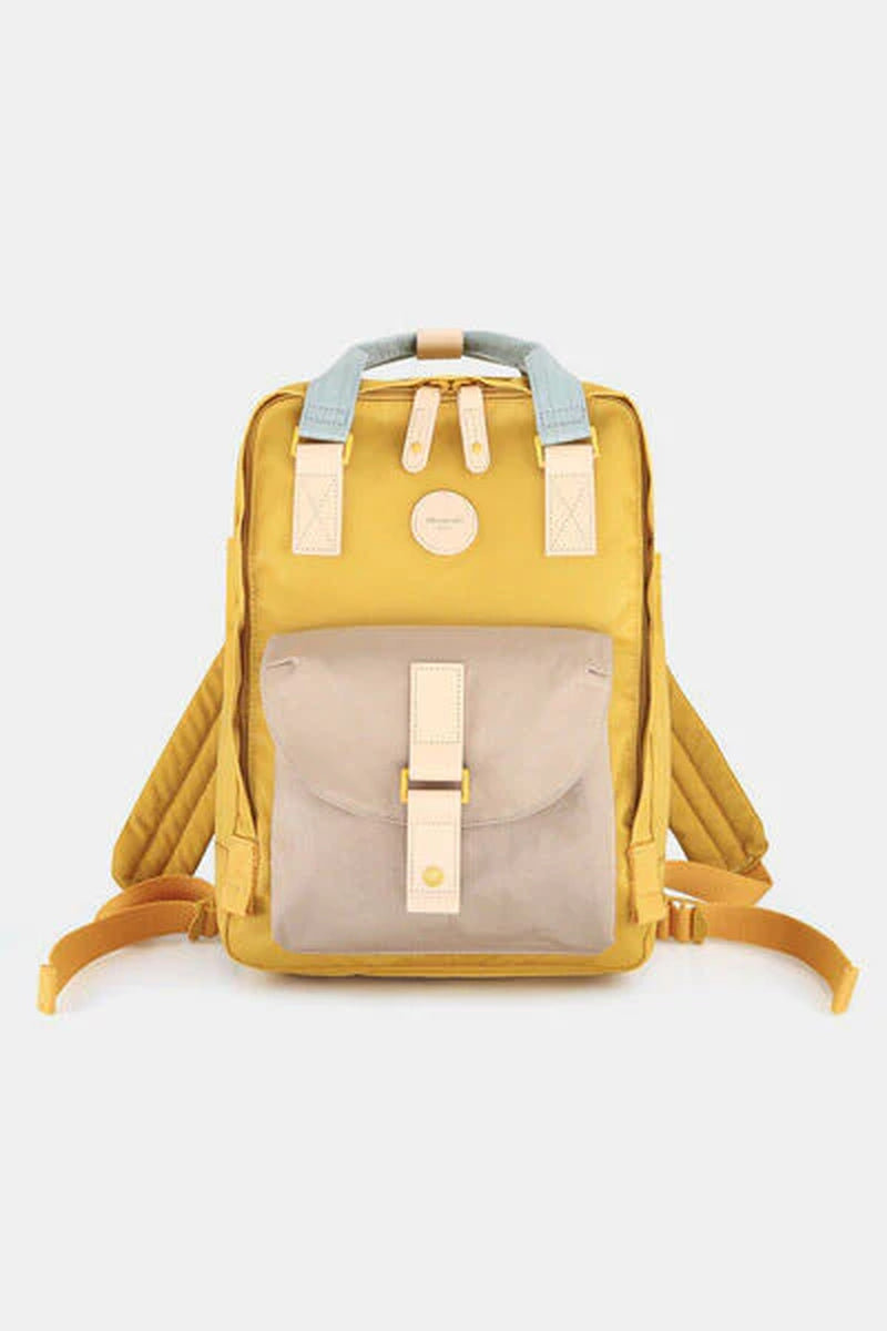 Himawari Contrast Waterproof Canvas Backpack Bag with round Label