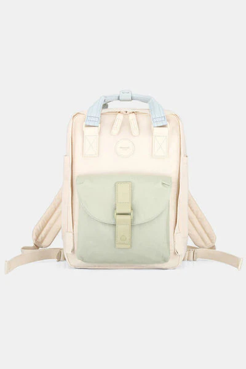 Himawari Contrast Waterproof Canvas Backpack Bag with round Label