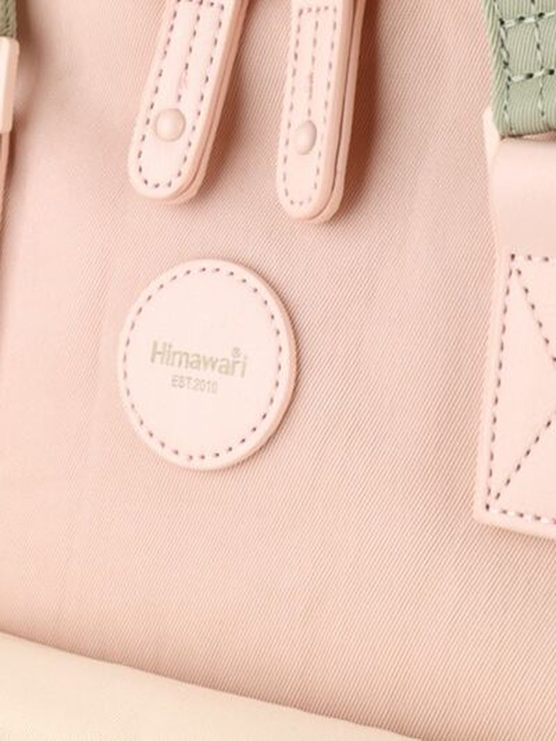 Himawari Contrast Waterproof Canvas Backpack Bag with round Label