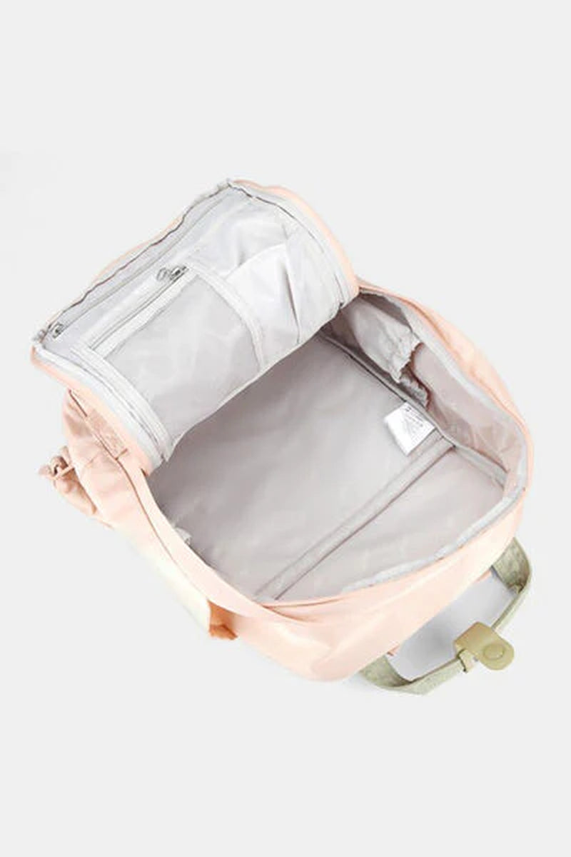 Himawari Contrast Waterproof Canvas Backpack Bag with round Label